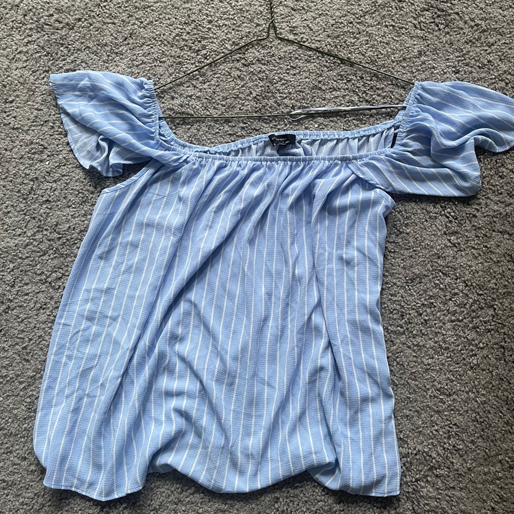 Off the shoulder blue striped top- never worn